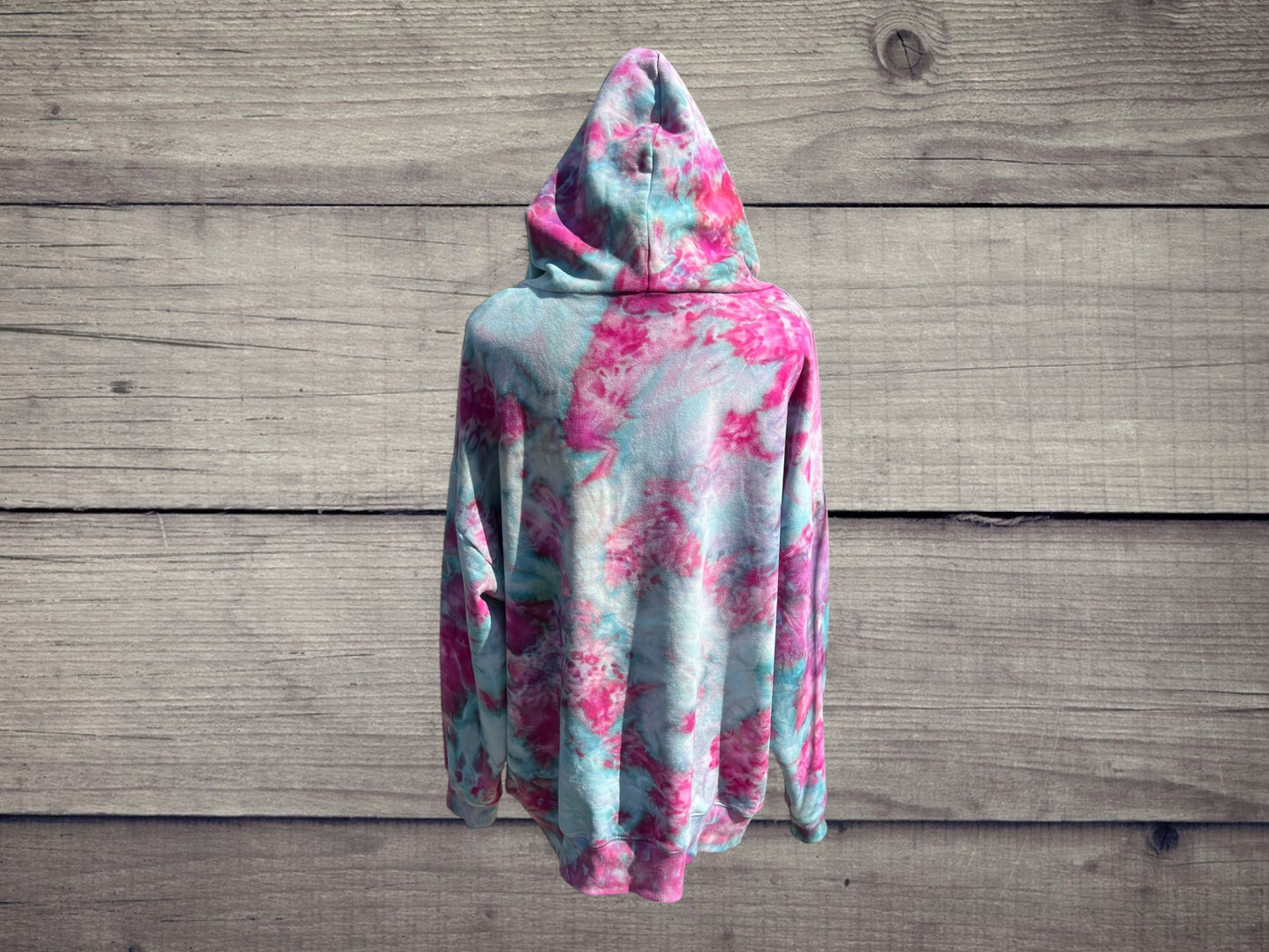 XLarge One-of-a-Kind Ice Dye Blue and Pink Hoodie