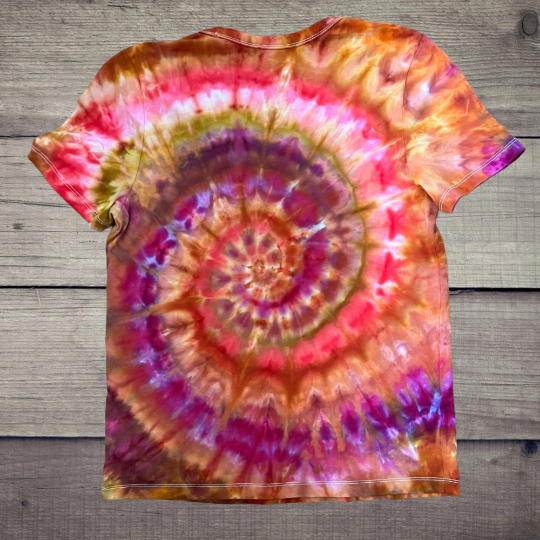 Small Bright Autumn Ice Dye V-Neck Tee Size Small