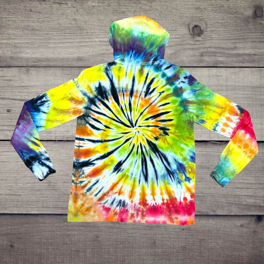 Unisex Large Ice Dye Jersey Long Sleeve Shirt with Hood