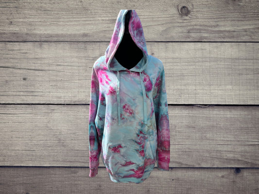 XLarge One-of-a-Kind Ice Dye Blue and Pink Hoodie