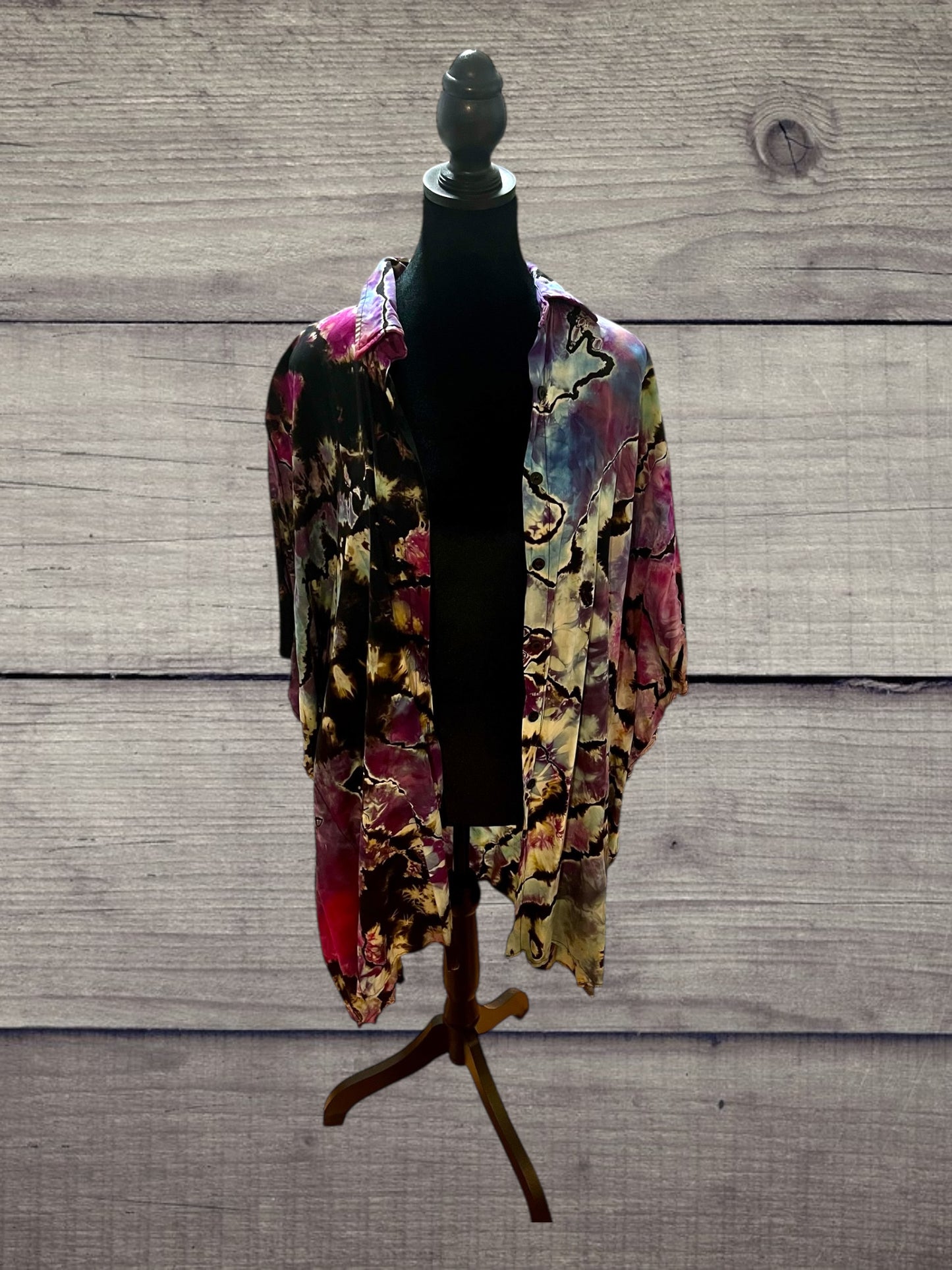 Reverse Ice Dye Kimono Cover Up Medium