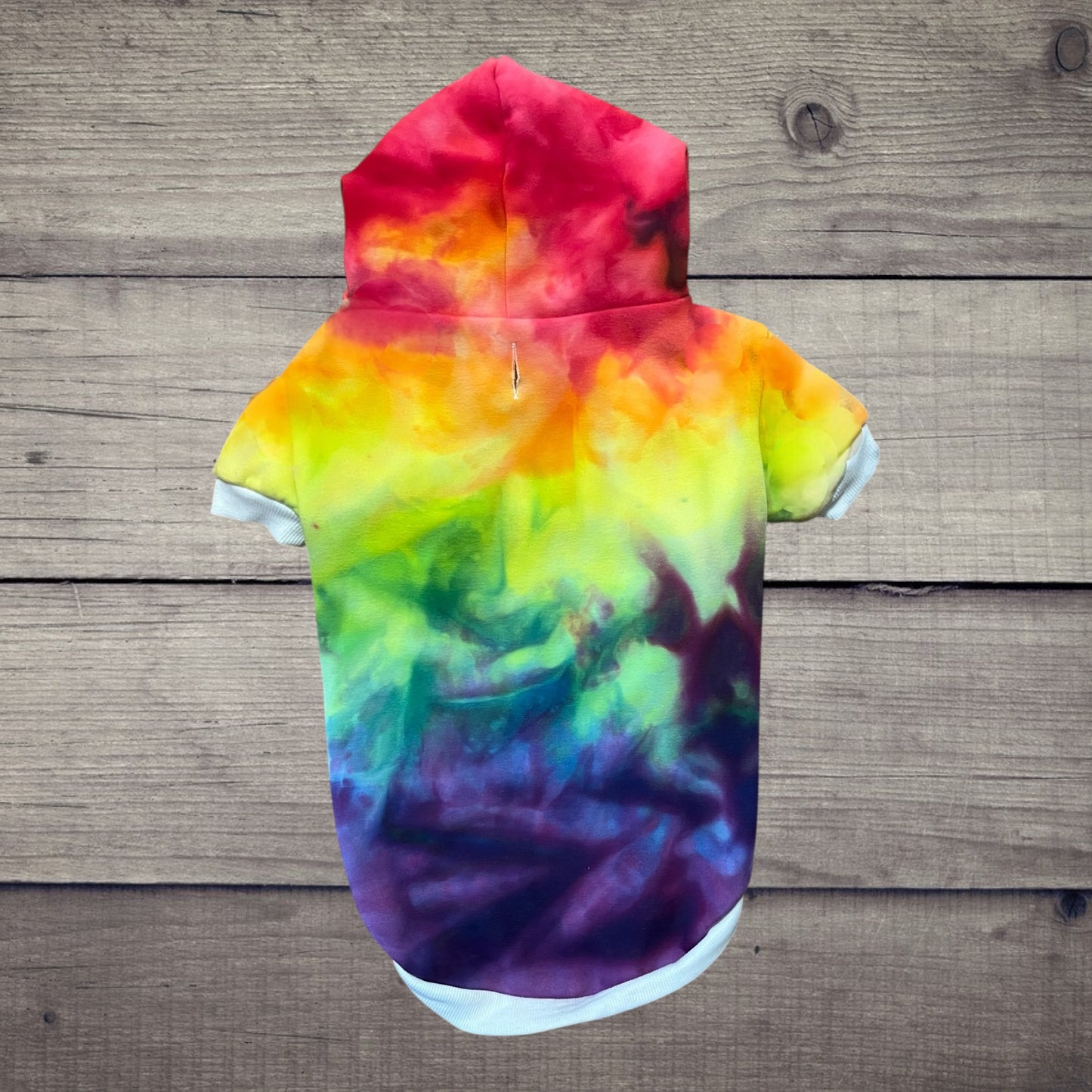Multicolored Rainbow Ice Dye Dog Hoodie