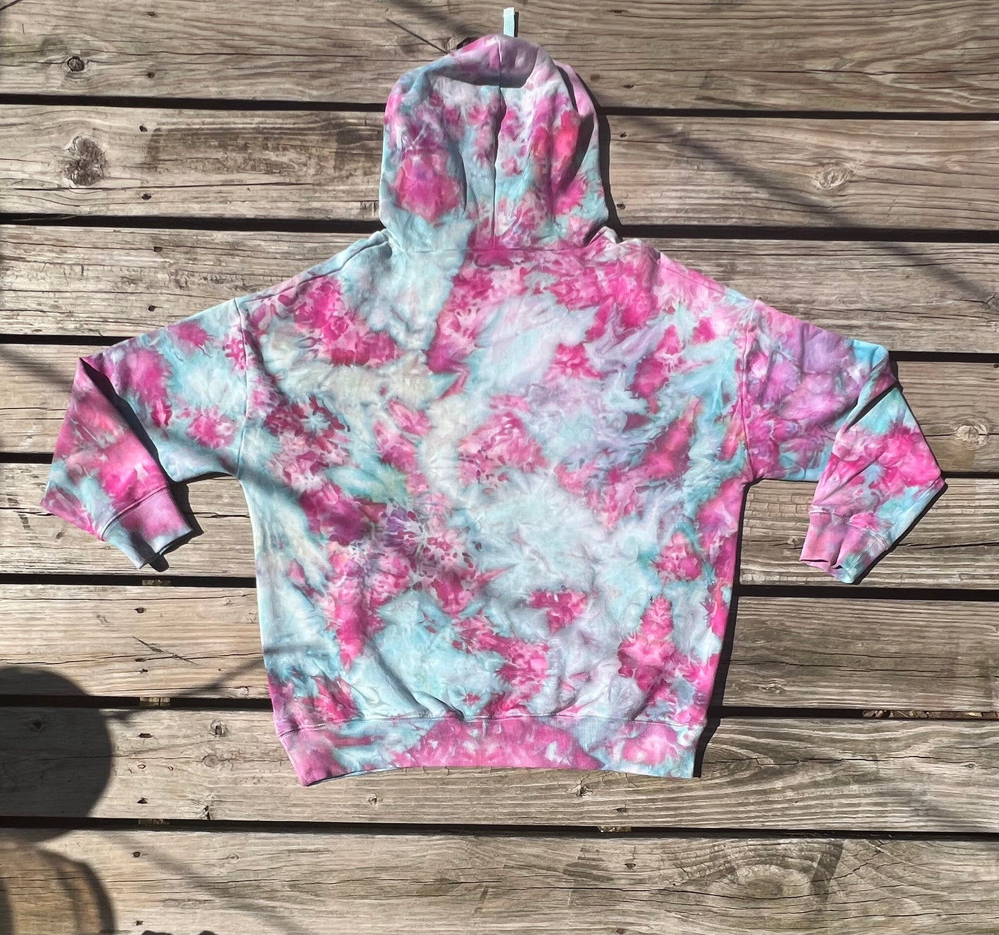 XLarge One-of-a-Kind Ice Dye Blue and Pink Hoodie