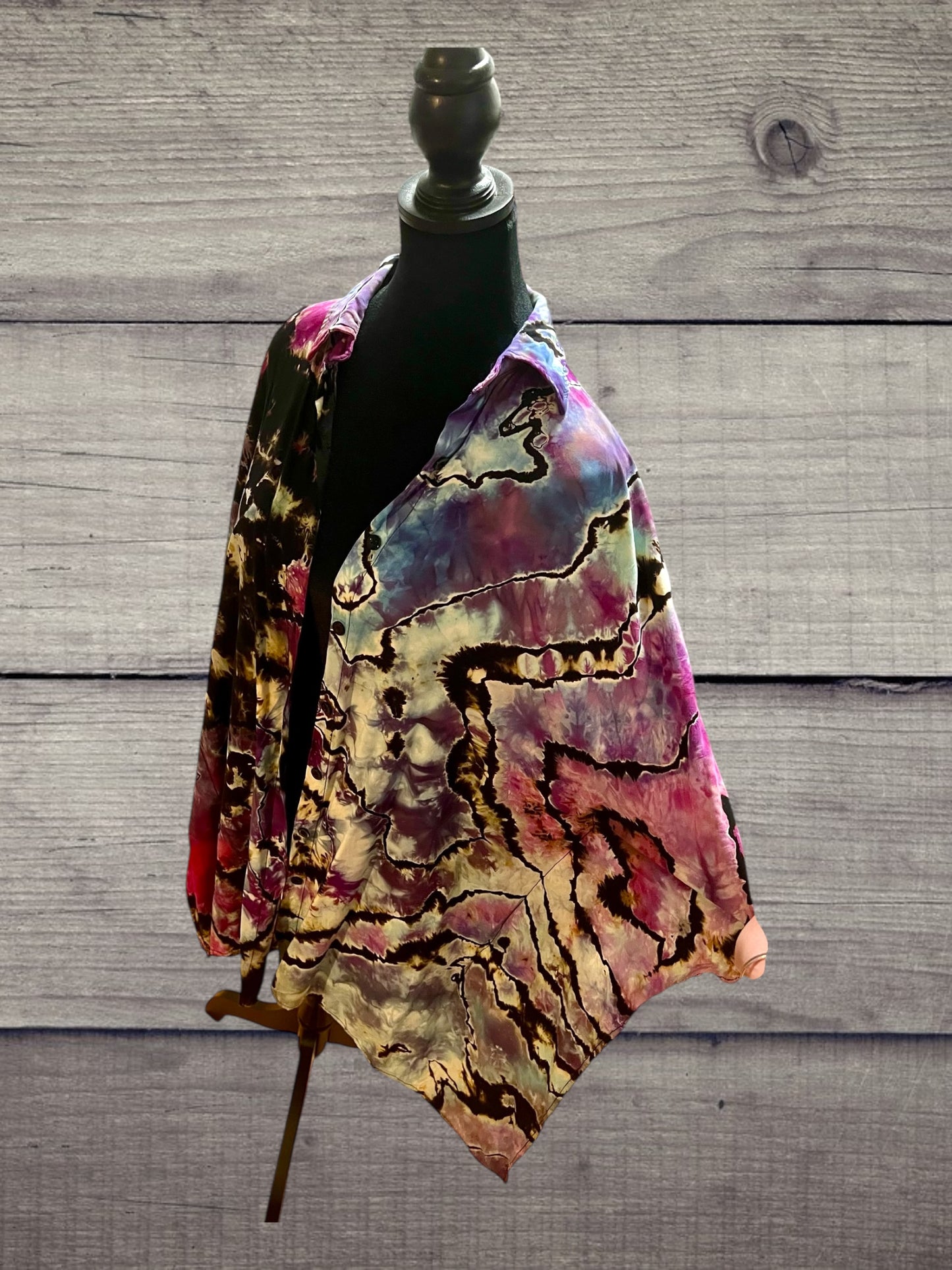 Reverse Ice Dye Kimono Cover Up Medium