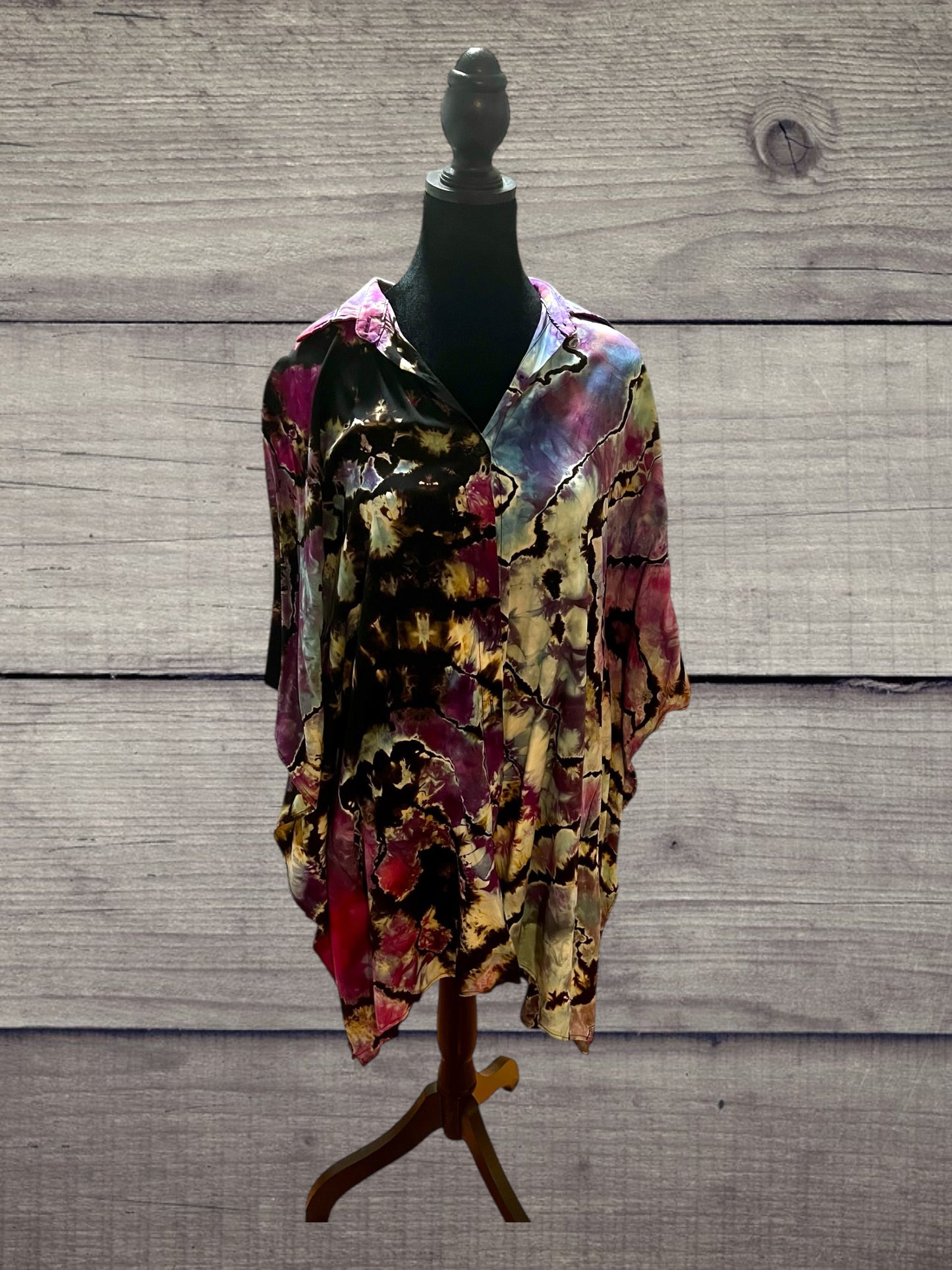 Reverse Ice Dye Kimono Cover Up Medium