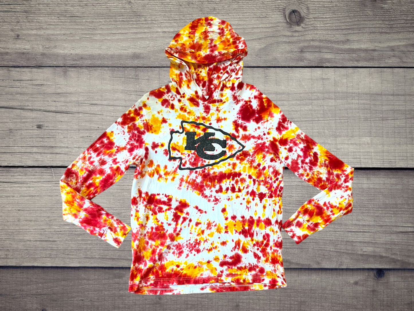 Kansas City Chiefs Tie Dye Jersey Long Sleeve Shirt with Hood XL