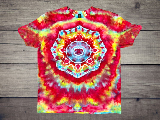 Colorful Mandala Spine Shirt/ Ice Dye Tee/ Tie Dye T-Shirt Size X Large