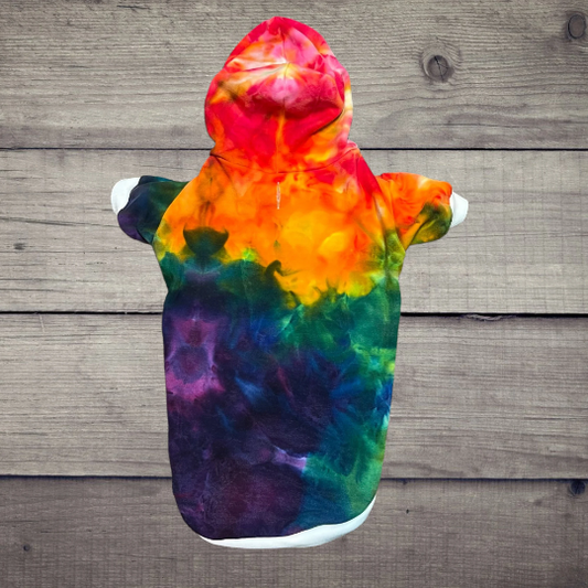 Multicolored Rainbow Ice Dye Dog Hoodie