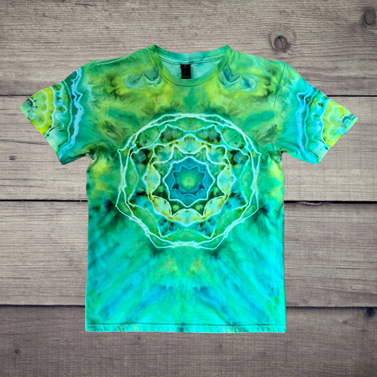 Small Irish Greens Ice Dye Tie Dye Mandala Shirt