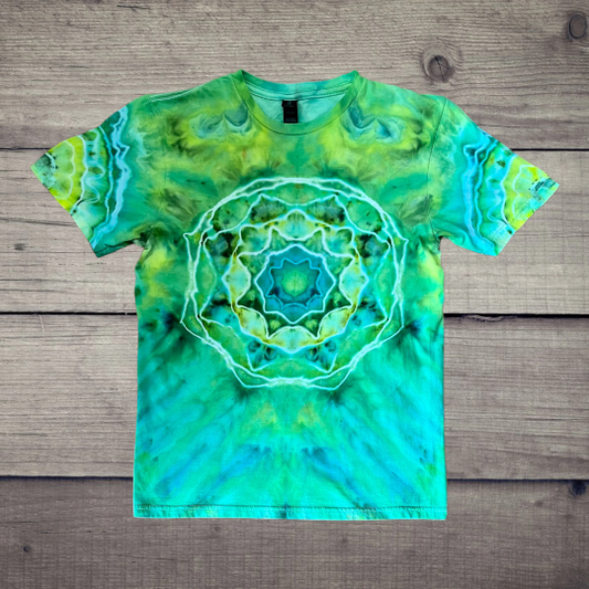 Small Irish Greens Ice Dye Tie Dye Mandala Shirt