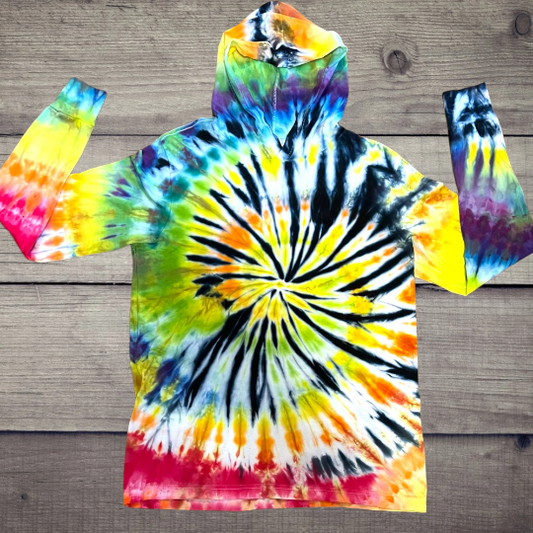 Unisex Large Ice Dye Jersey Long Sleeve Shirt with Hood