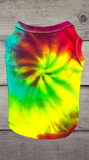 Rainbow Spiral Tie Dye Dog Tee